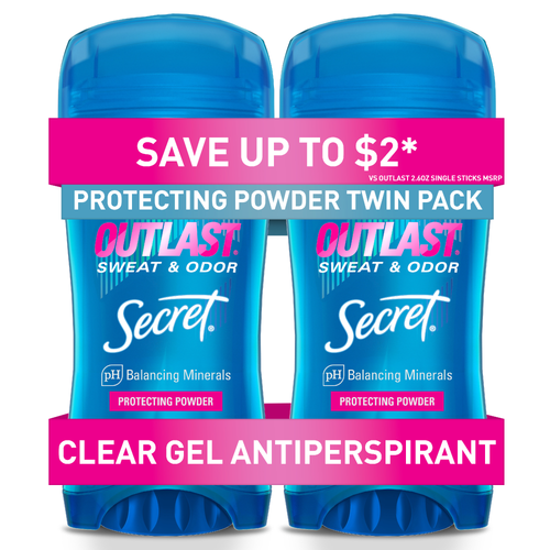 Secret Outlast Clear Gel Antiperspirant Deodorant For Women, Protecting Powder Twin Of - 5.2 Ounce