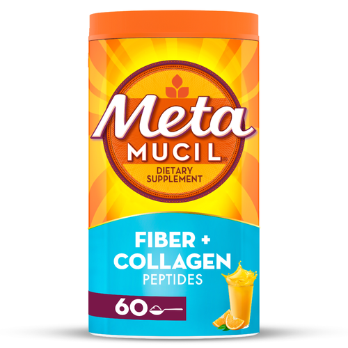 Metamucil Orange Flavored Fiber + Collagen Supplement For Digestive Health - 19.9 Ounce