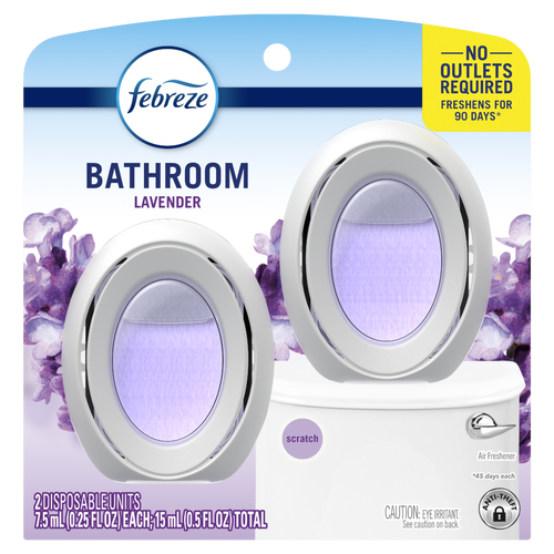 Febreze Bathroom Air Freshener, Odor-Fighting, Light Lavender - 0.5 Ounce