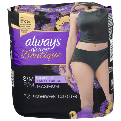 Always Discreet Boutique Sm Low Rise Underwear - 12 Count
