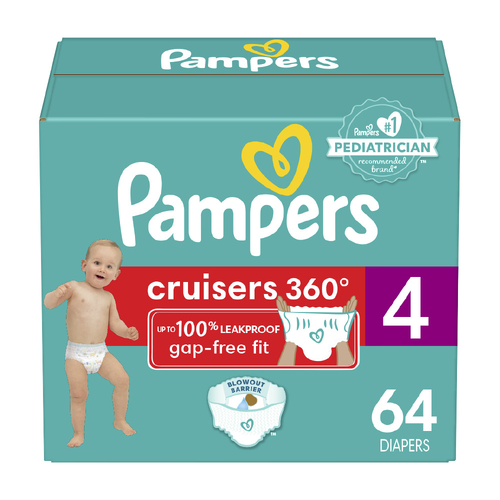 Pampers Cruisers 360 Pull-On Diapers, Size 4 22-37 Lbs - 64 Count
