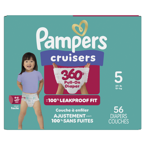 Pampers Cruisers 360 Pull-On Diapers, Size 5 27+ Lbs - 56 Count
