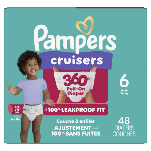 Pampers Cruisers 360 Pull-On Diapers, Size 6 35+ Lbs - 48 Count