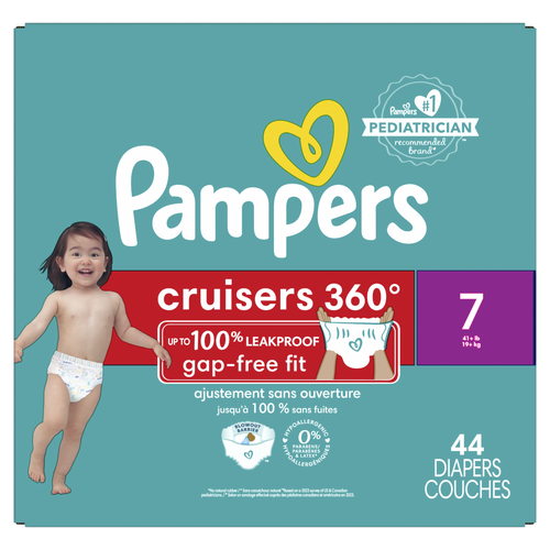 Pampers Cruisers 360 Pull-On Diapers, Size 7 41+ Lbs, Babyproof Up To 100% Leakproof Diaper - 44 Count