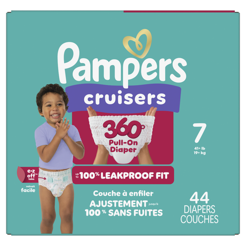 Pampers Cruisers 360 Pull-On Diapers, Size 7 41+ Lbs - 44 Count