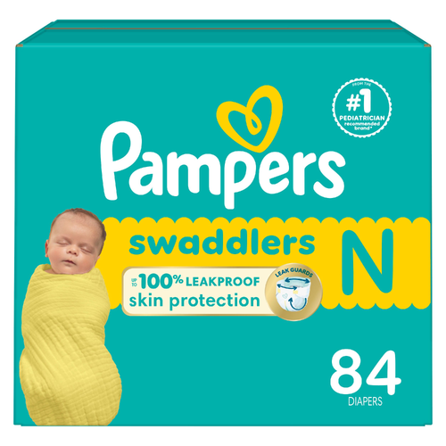 Pampers Swaddlers Diapers, Size 0 Up To 10 Lbs , Ultra Absorbent Disposable Infant Diaper - 84 Count