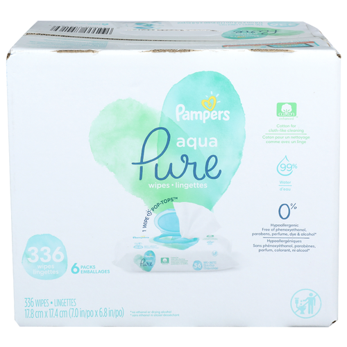 Pampers Pure Aqua Wipes - 336 Count