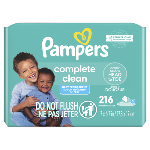 Pampers Complete Clean Baby Wipes Fresh Scent 3x Pop-Top Packs - 216 Count