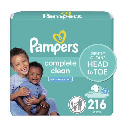 Pampers Complete Clean Baby Wipes Fresh Scent 3X Pop-Top Packs - 216 Count