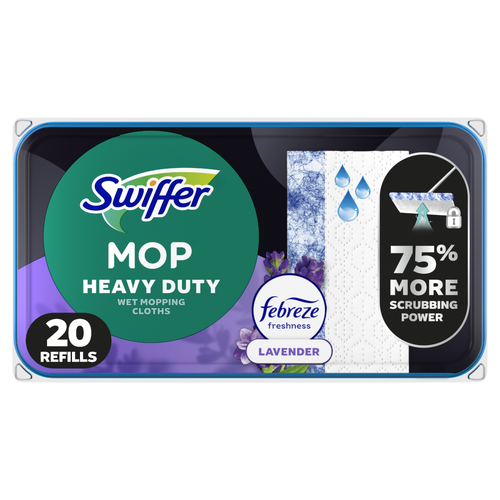 Swiffer Heavy Duty Mop Wet Multi-Surface Cloth Refills For Floor Mopping And Cleaning, Lavender Scent - 20 Count