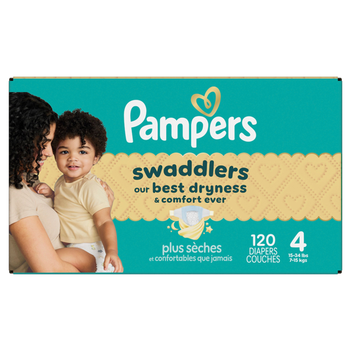 Pampers Swaddlers Diapers, Size 4 22-37 Lbs - 120 Count