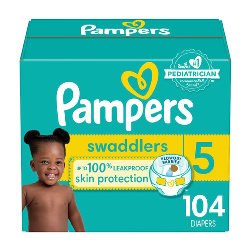 Pampers Swaddlers Diapers, Size 5 27+ Lbs , Ultra Absorbent Disposable Infant Diaper - 104 Count
