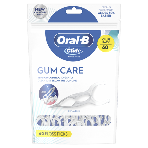 Oral-B Glide Gum Care Dental Floss Picks, Good For Back Teeth, 60 - 60 Count