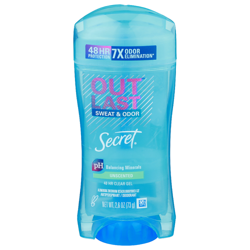 Secret Unscented Out Last Sweat & Odor Antiperspirant Deodorant - 2.6 Ounce