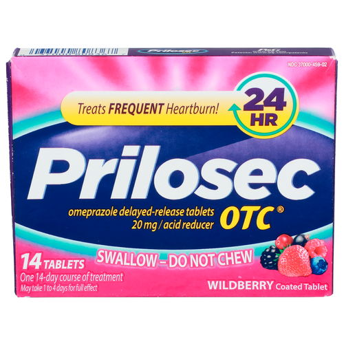 Prilosec Otc Wildberry Coated Tablet Omeprazole Delayed-Release Tablets - 14 Count