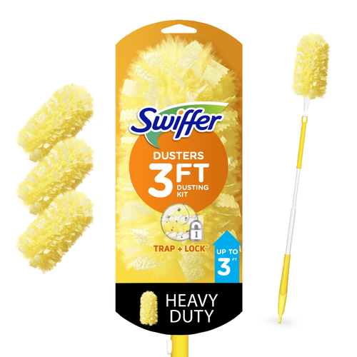 Swiffer Dusters With Extension Pole, Cleaning Kit Includes Extendable Handle + 3 Duster Refills - 1 Kit