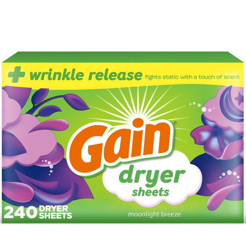 Gain Dryer Sheets Plus Wrinkle Release, Moonlight Breeze Scent, , Fights Static With a Touch Of Laundry - 240 Count