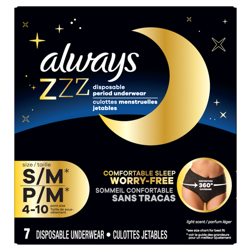 Always Zzz Overnight Disposable Period Underwear Size S M - 7 Count Image 1 of 2