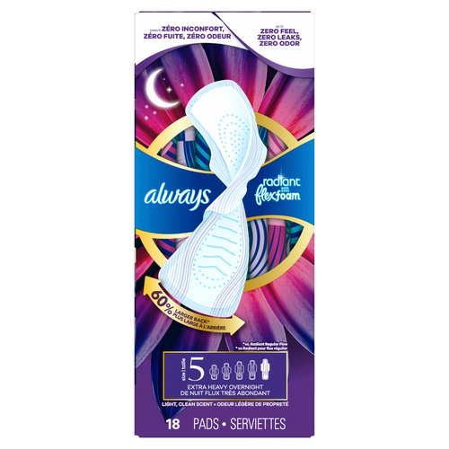 Always Radiant With Flexfoam Pads, Size 5, Lightly Scented - 18 Count Image 1 of 2