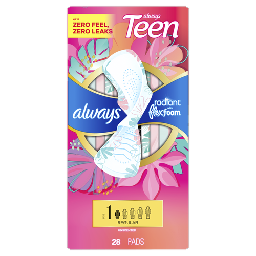 Always Radiant Teen With Flexfoam Pads, Size 1, Unscented - 14 Count - 2 Count Image 1 of 2