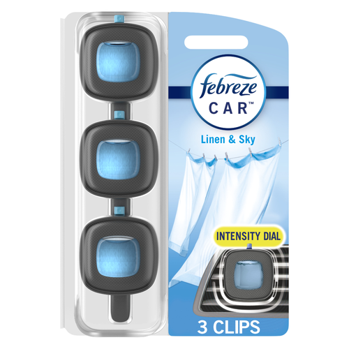 Febreze Car Air Freshener, Odor-Fighting Automotive Vent Clip, Linen & Sky Scent - 0.2 Ounce