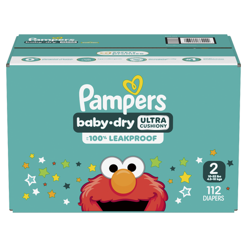Pampers Baby Dry Diapers, Size 2, 12-18 Lbs, , Absorbent Disposable Diapers - 112 Count