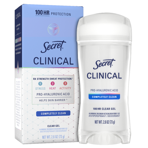 Secret Clinical Strength Clear Gel Antiperspirant And Deodorant For Women, Completely Clean - 2.6 Ounce