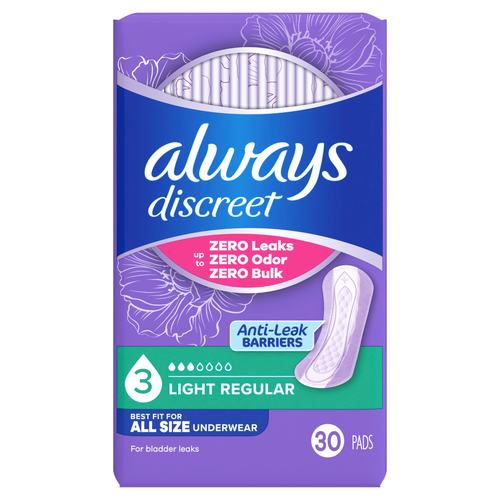 Always Discreet 3 Light Pads - 30 Count