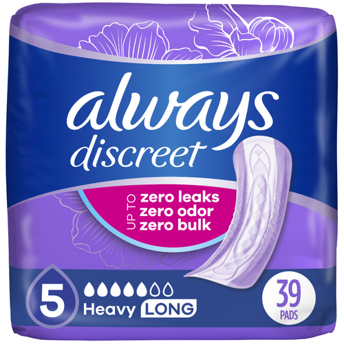 Always Discreet 5 Heavy Long Pads - 39 Count Image 1 of 2