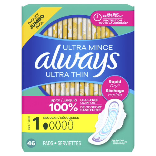 Always Size 1 Ultra Thin Pads - 46 Count