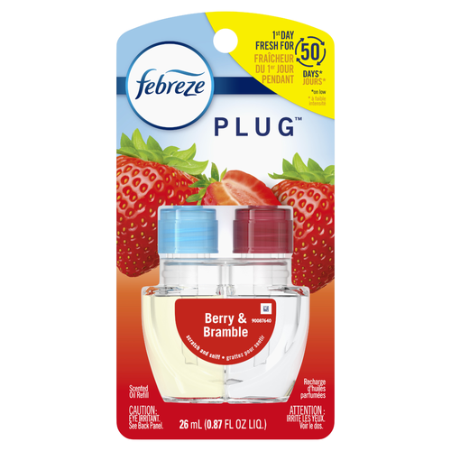 Febreze Plug In Air Freshener, Odor-Fighting Scented Oil Refill, Berry & Bramble Scent, 1 Refills - 0.87 Ounce