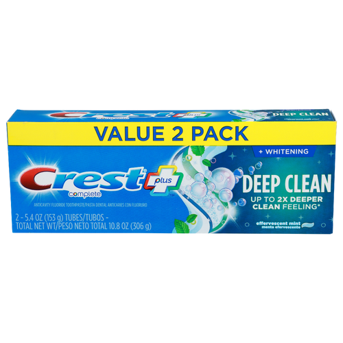 Crest Complete Plus Effervescent Mint Anticavity Fluoride Toothpaste - 5.4 Ounce - 2 Count