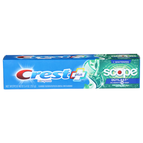Crest Complete Plus Long Lasting Mint +whitening Scope Fluoride Toothpaste +whitening - 5.4 Ounce