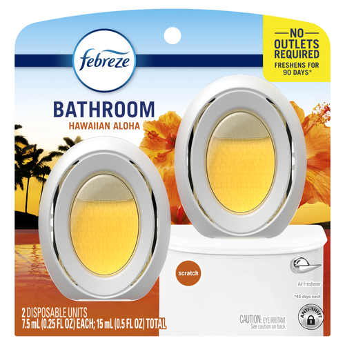 Febreze Bathroom Air Freshener, Odor-Fighting, Hawaiian Aloha Scent - 0.5 Ounce