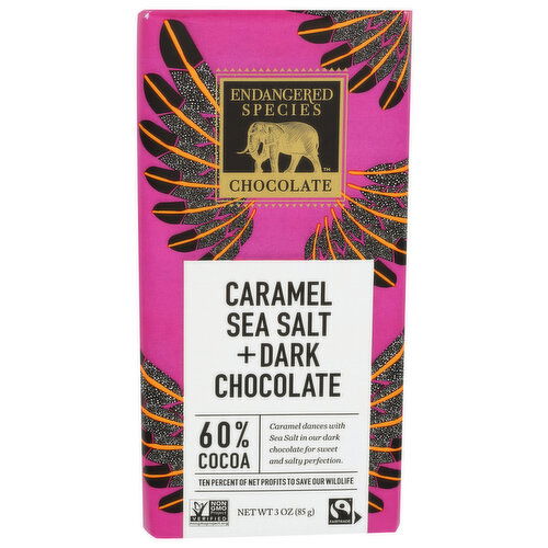 Endangered Species Chocolate 60% + & Dark With Caramel And Sea Salt - 3 Ounce