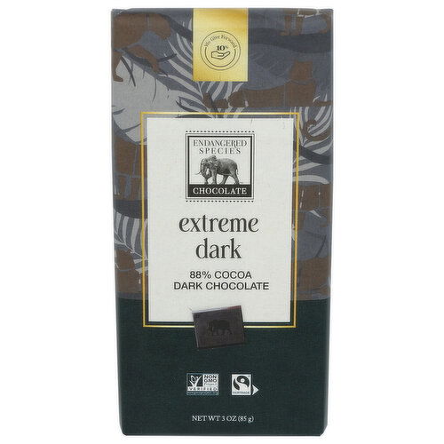 Endangered Species Chocolate 88% Dark With Cocoa - 3 Ounce
