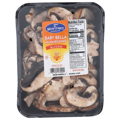 Monterey Mushrooms Sliced Baby Bella - 16 Ounce