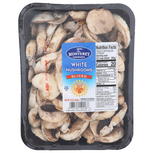 Fresh Mushrooms, Prewashed, Sliced - 16 Ounce