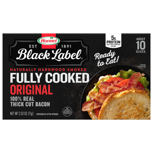 Hormel Black Label Thick Cut Fully Cooked Bacon - 2.52 Ounce