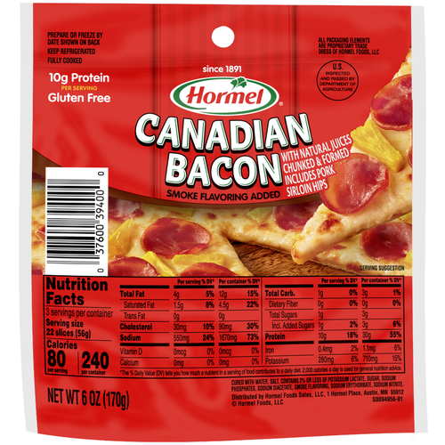 Hormel Canadian Bacon With Natural Juices - 6 Ounce Image 1 of 4