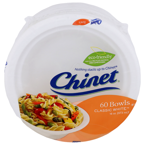 Chinet Classic White Bowls - 16 Ounce - 60 Count