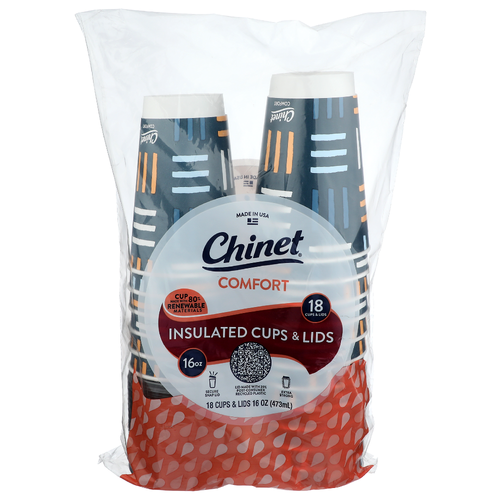 Chinet Cups & Lids, Hot, Comfort - 18 Count