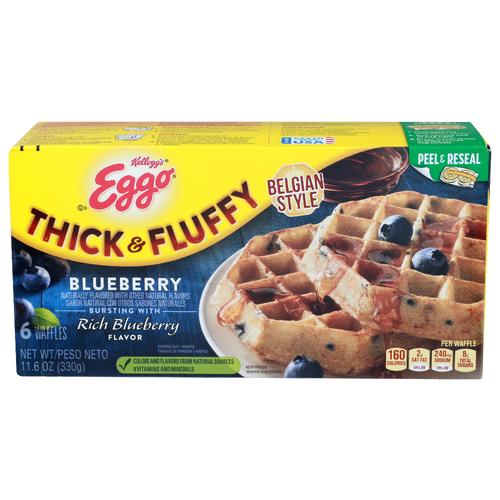 Kellogg's Eggo Rich Blueberry Belgian Style Thick & Fluffy - 1.933 Ounce - 6 Count