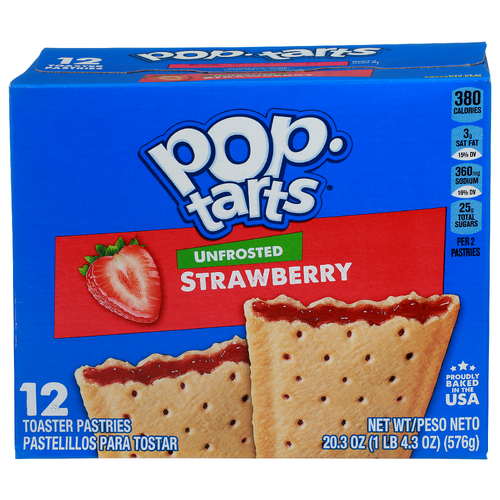 POP-TARTS Unfrosted Strawberry Toaster Pastries - 1.692 Ounce - 12 Count