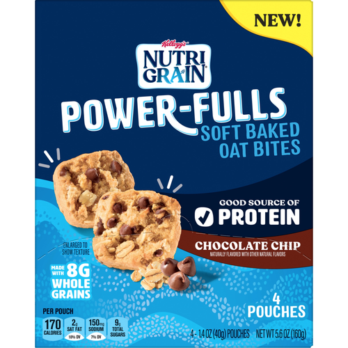 Nutri-Grain Power-Fulls Chocolate Chip Soft Baked Oat Bites - 1.4 Ounce - 4 Count