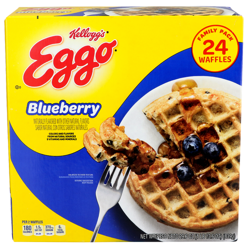 Kellogg's Blueberry Eggo Waffles - 1.233 Ounce - 24 Count