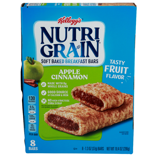 Kellogg's Nutri Grain Apple Cinnamon Soft Baked Breakfast Bars - 1.3 Ounce - 8 Count