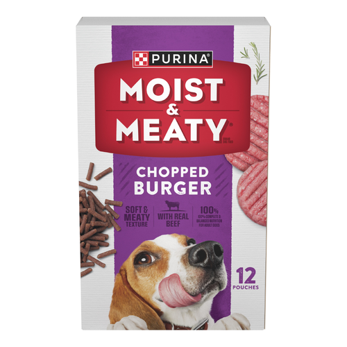 Purina Moist & Meaty Moist And Meaty Dog Food Chopped Burger Soft Pouches - 18 Ounce - 4 Count Image 1 of 4