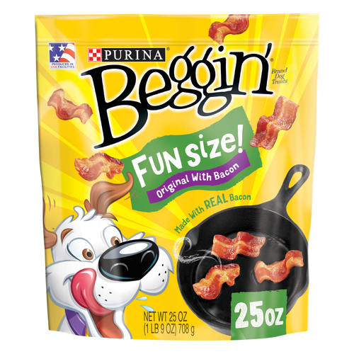 Purina Beggin' With Real Meat Dog Treats, Fun Size Original Bacon Flavor - 25 Ounce