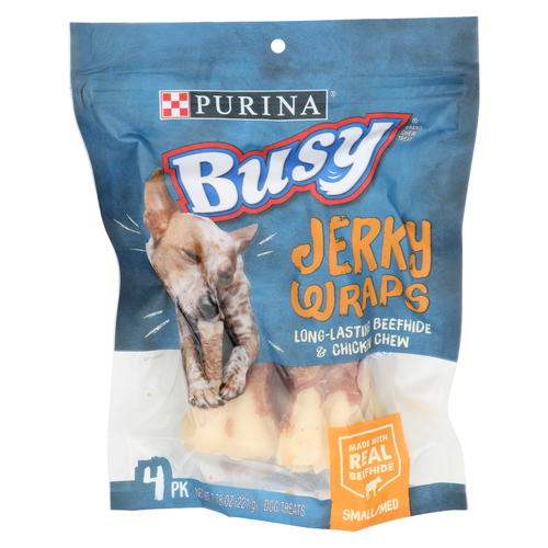 Purina Busy Brand Long-Lasting Beefhide & Chicken Chew Jerky Wraps - 1.945 Ounce - 4 Count